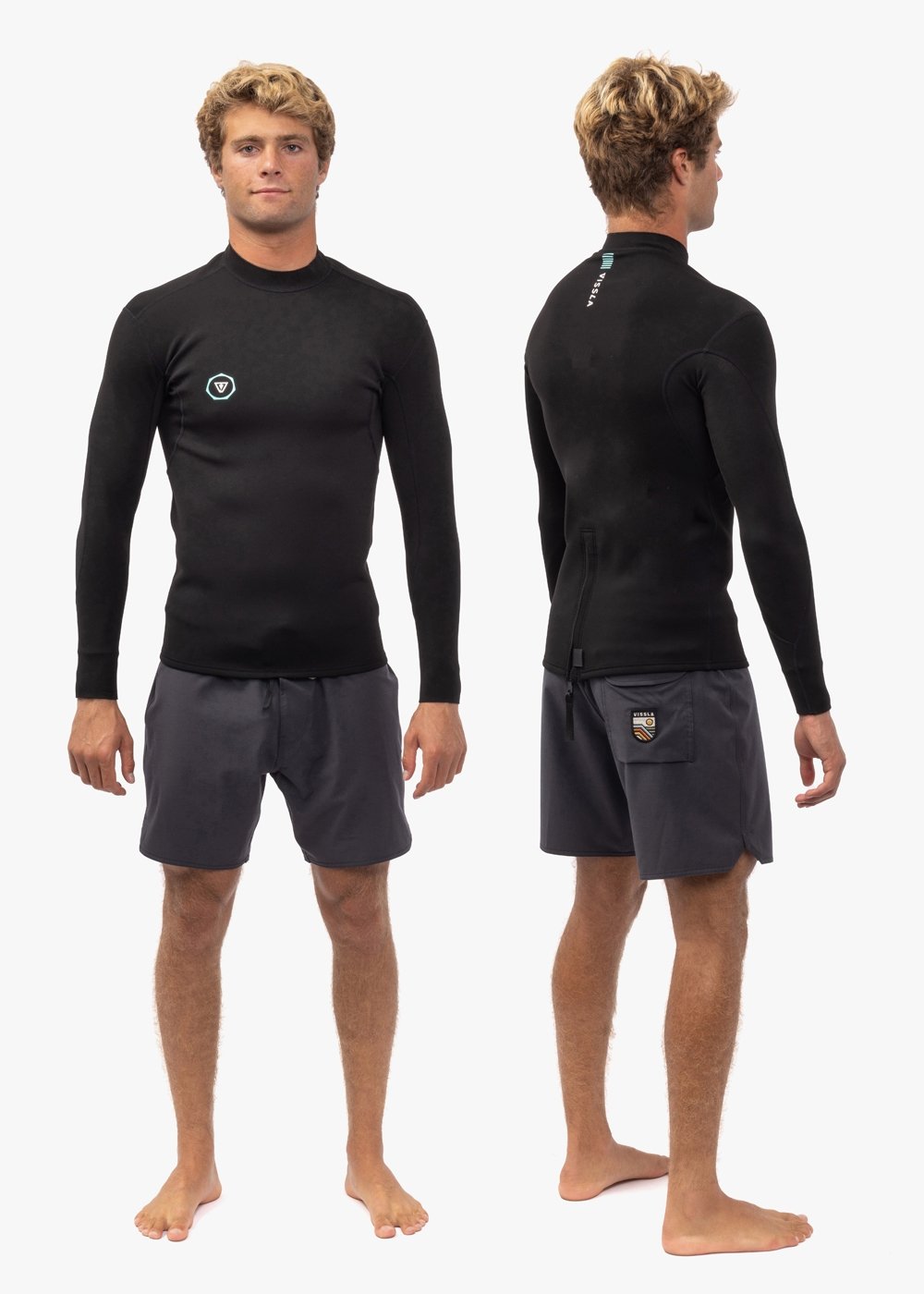 Vissla 7 Seas 1mm Long Sleeve Jacket in Black, view 4