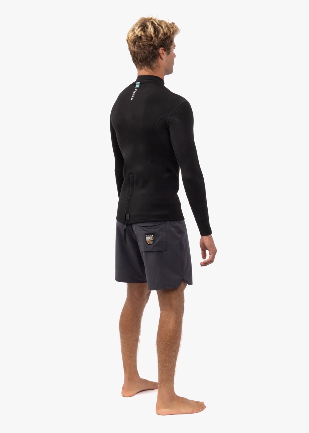 Vissla 7 Seas 1mm Long Sleeve Jacket in Black, view 2