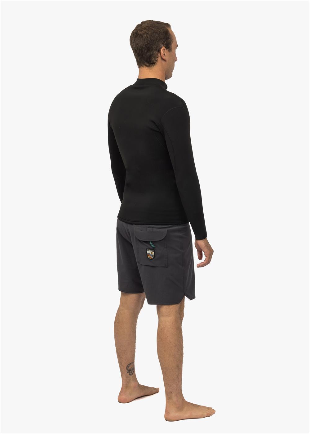 Vissla Solid Sets 2mm Front Zip Jacket in Black, view 2