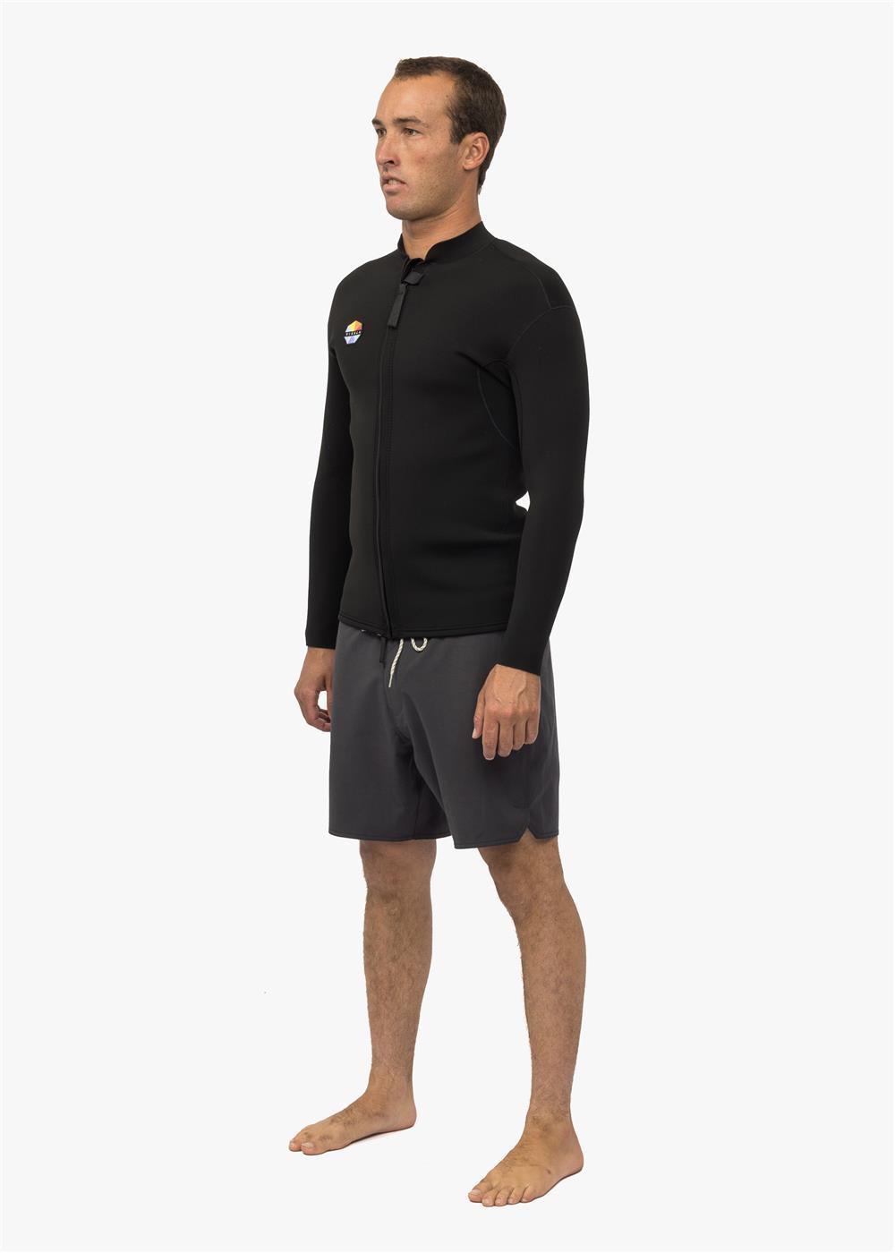 Vissla Solid Sets 2mm Front Zip Jacket in Black, view 3