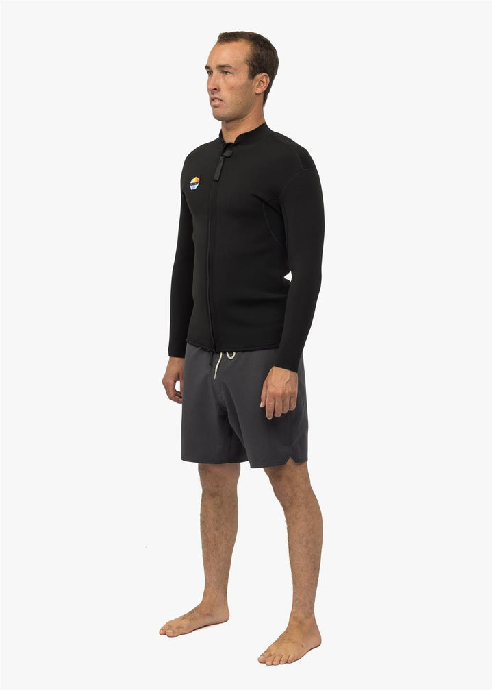 Vissla Solid Sets 2mm Front Zip Jacket in Black, view 3