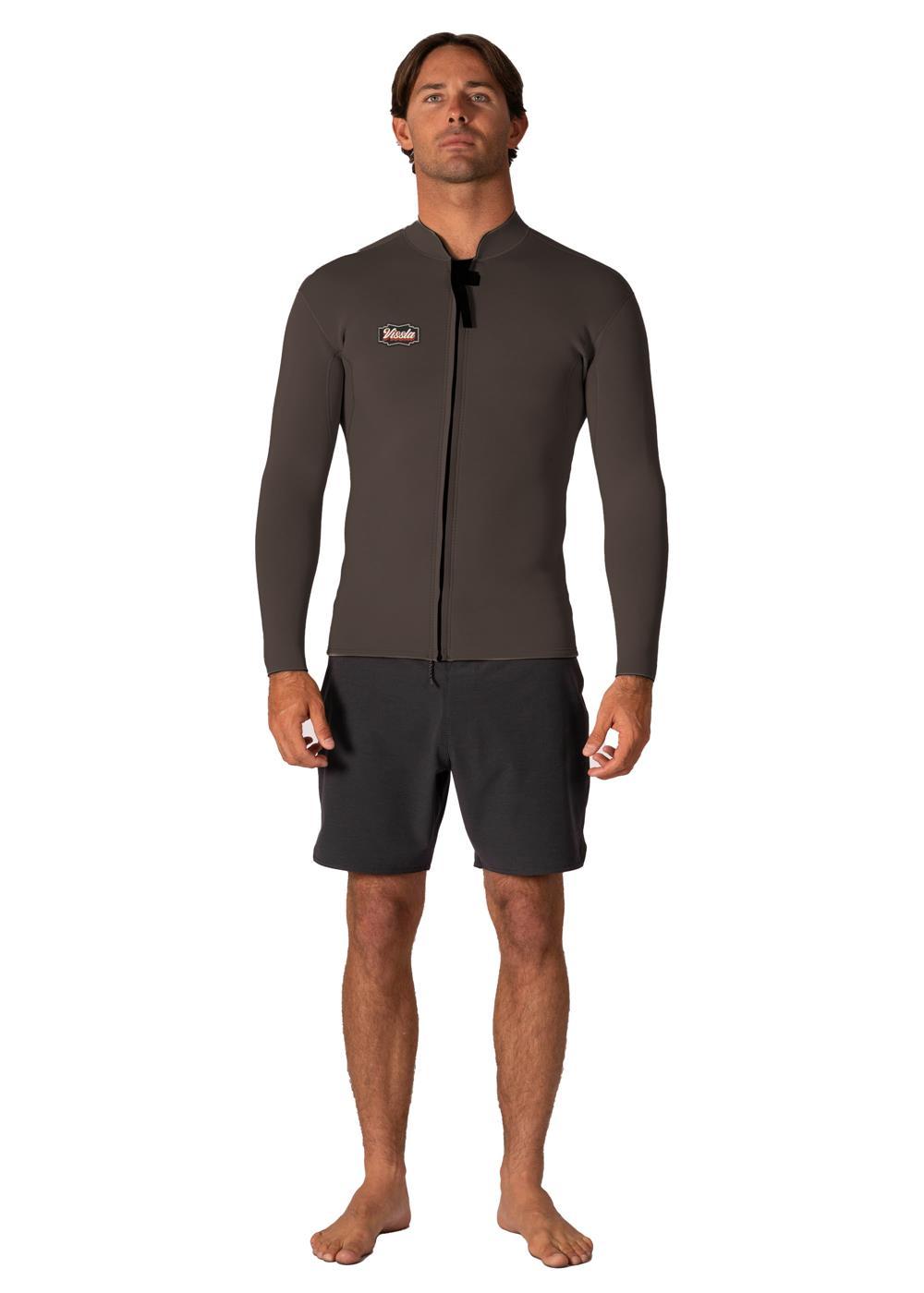 Vissla Solid Sets 2mm Front Zip Jacket in Dark Earth