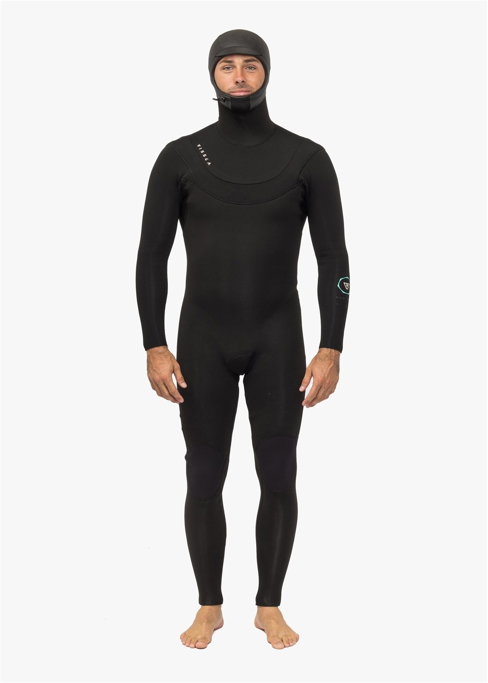 Vissla New Seas 4-3 Hooded U-Zip Wetsuit in Black