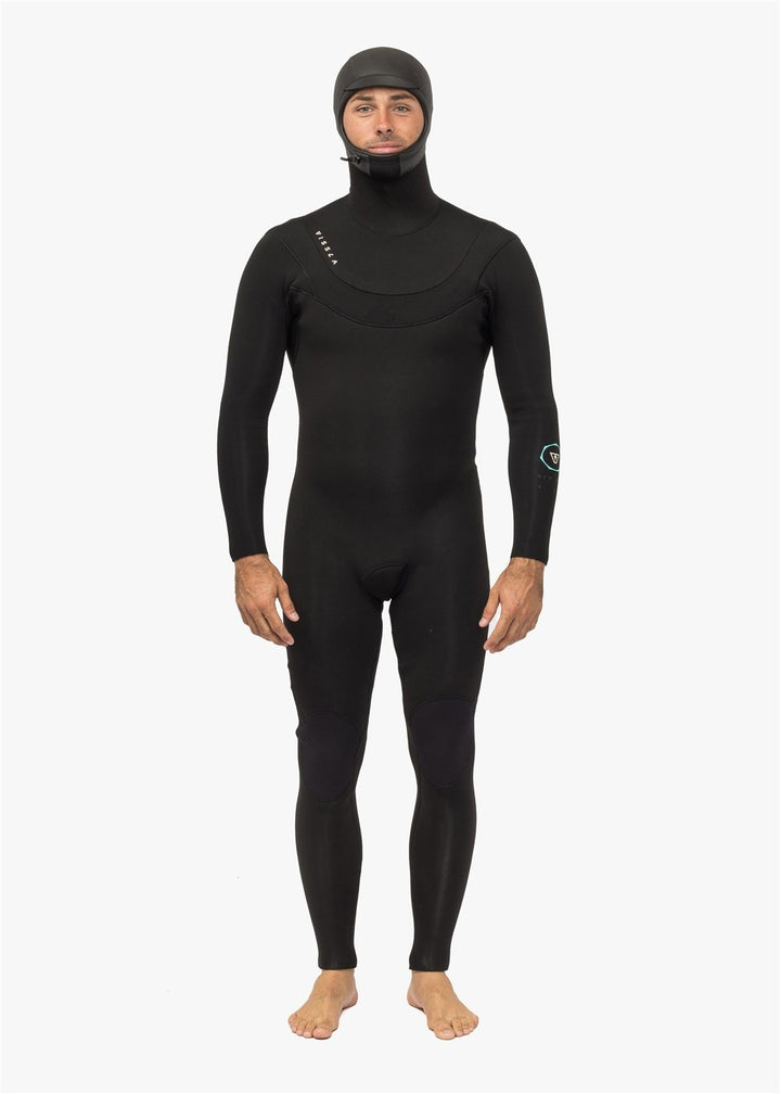 Vissla New Seas 4-3 Hooded U-Zip Wetsuit in Black