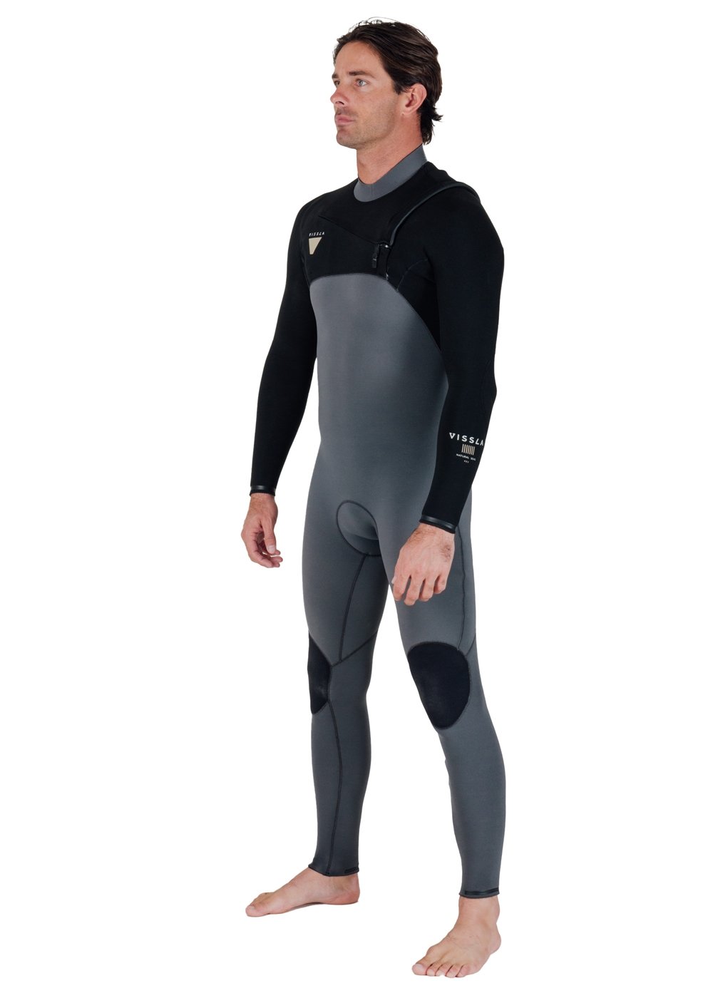 Vissla Natural Seas 4-3 Full Chest Zip in Coal, view 2