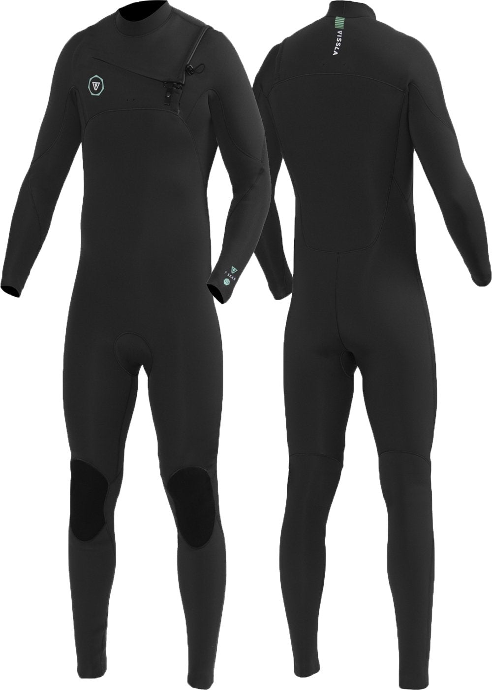 Vissla 7 Seas 5-4 Full Chest Zip Wetsuit in Black, view 5