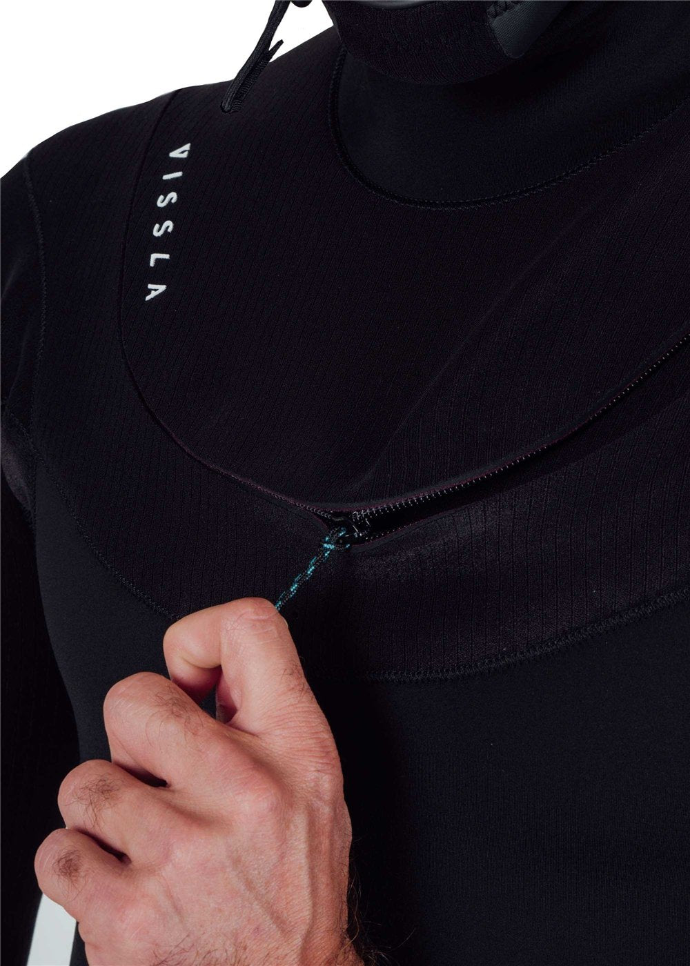 Vissla New Seas 5-4 U-Zip Hooded Wetsuit in Black, view 18