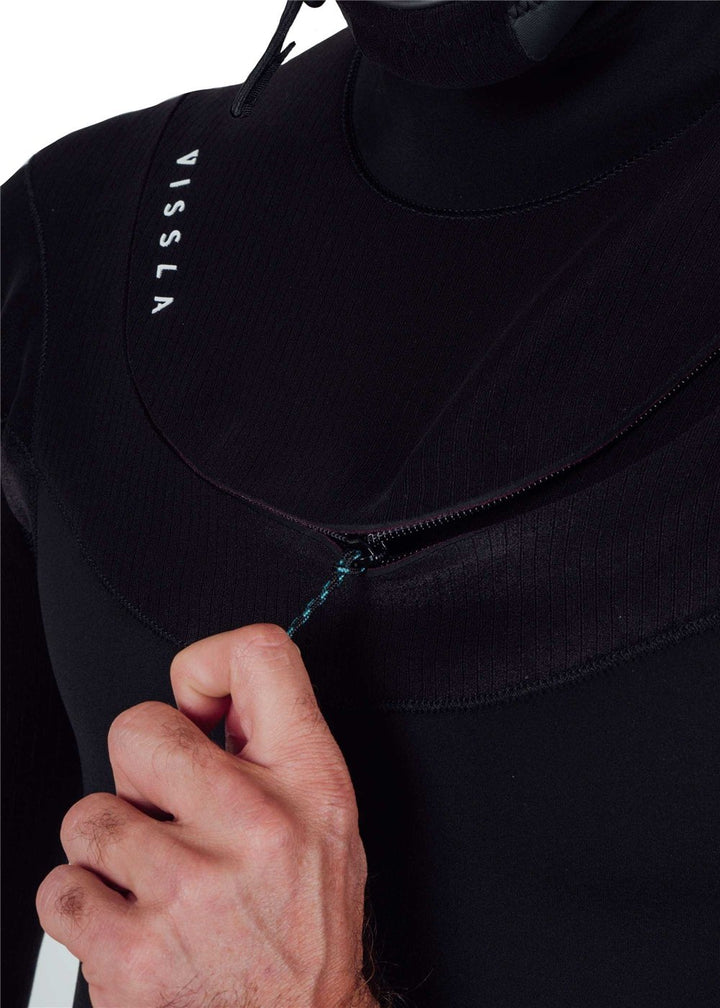 Vissla New Seas 5-4 U-Zip Hooded Wetsuit in Black, view 18