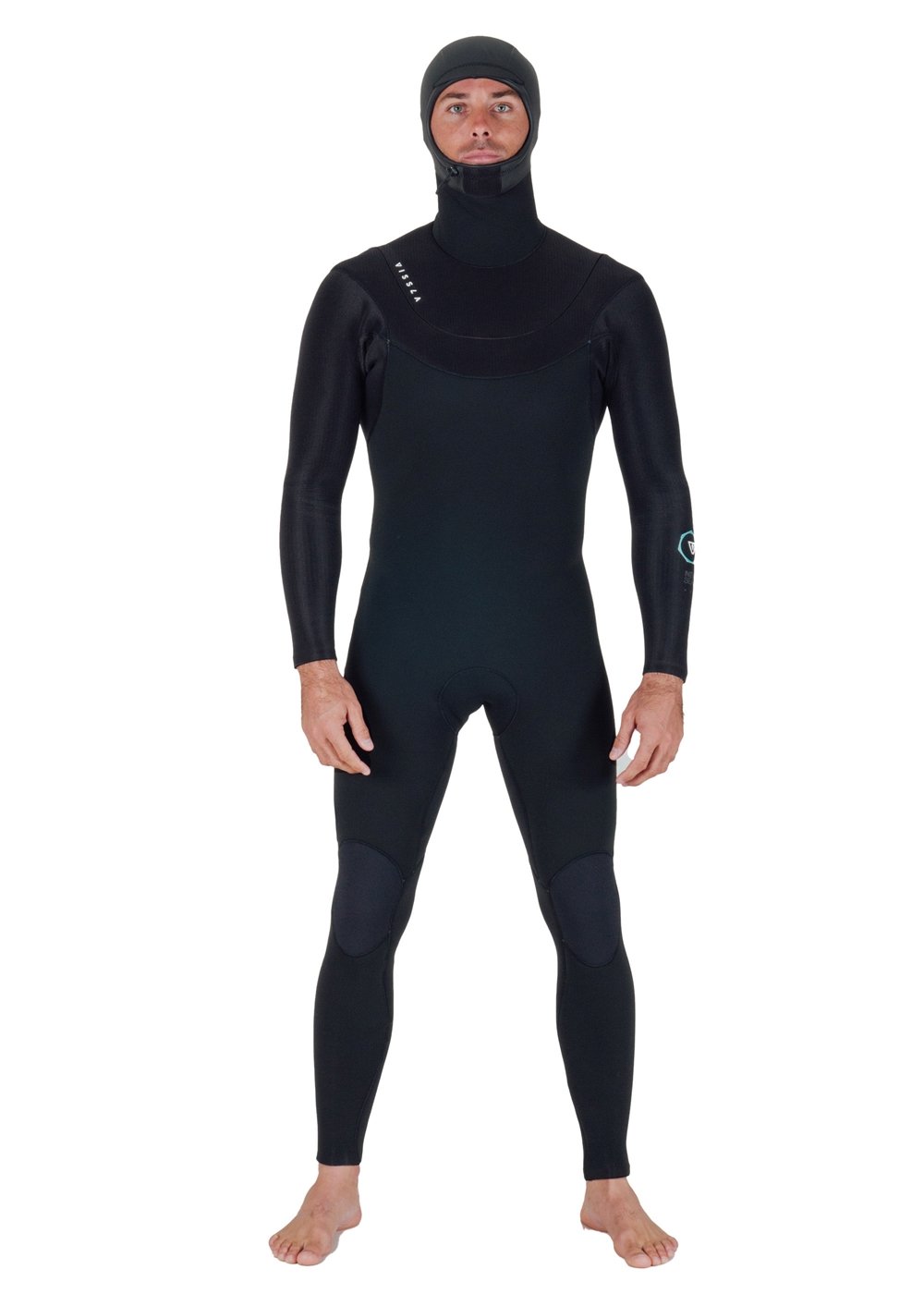 Vissla New Seas 5-4 U-Zip Hooded Wetsuit in Black, view 2