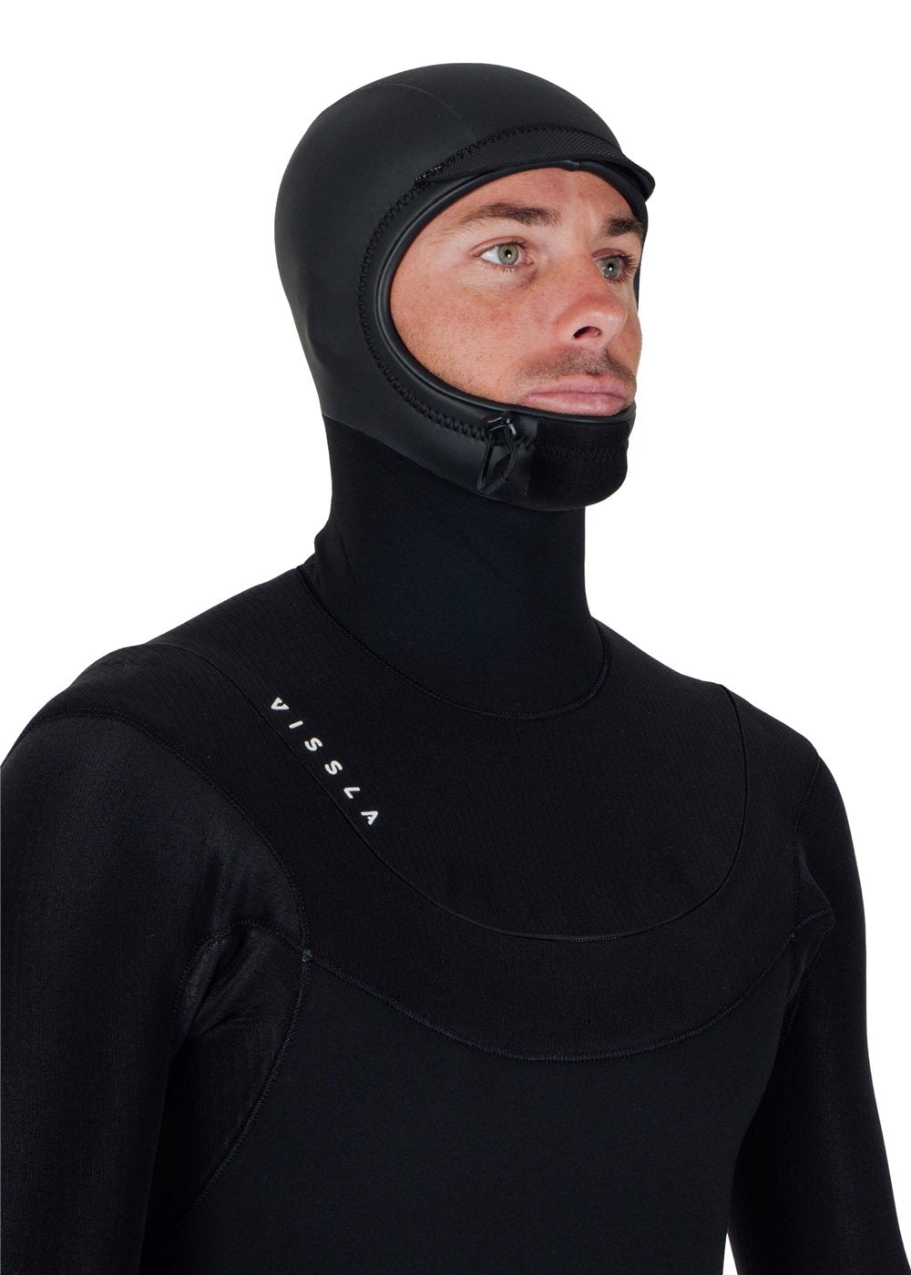 Vissla New Seas 5-4 U-Zip Hooded Wetsuit in Black, view 4