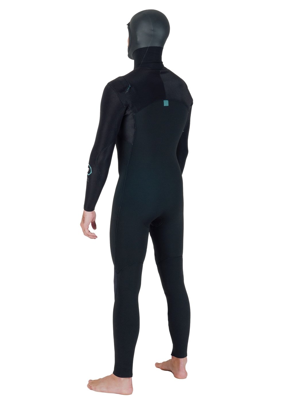 Vissla New Seas 5-4 U-Zip Hooded Wetsuit in Black, view 7