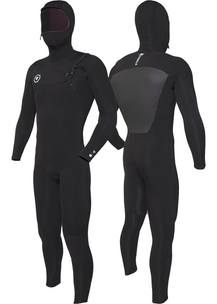Vissla 7 Seas 5-4-3 Full Hooded Chest Zip Wetsuit in Black, view 4