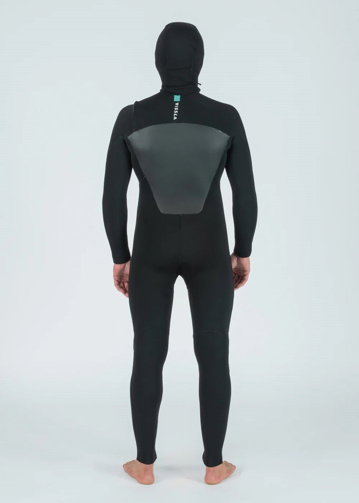 Vissla 7 Seas 5-4-3 Full Hooded Chest Zip in Black, view 2