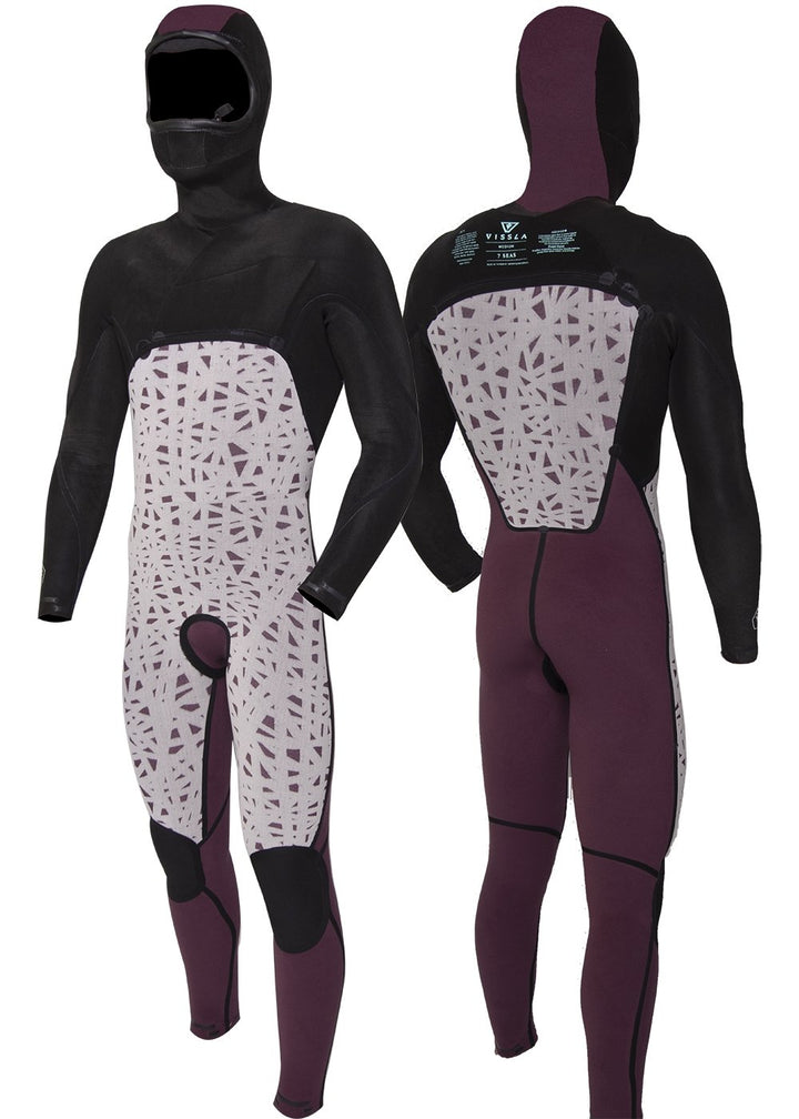 Vissla 7 Seas 5-4-3 Full Hooded Chest Zip Wetsuit in Black, view 5