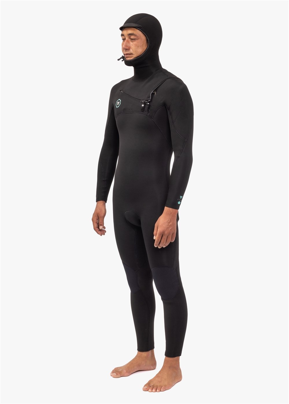 Vissla 7 Seas 5-4-3 Full Hooded Chest Zip Wetsuit in Black, view 3