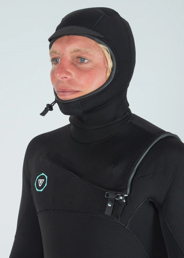 Vissla 7 Seas 5-4-3 Full Hooded Chest Zip in Black, view 4
