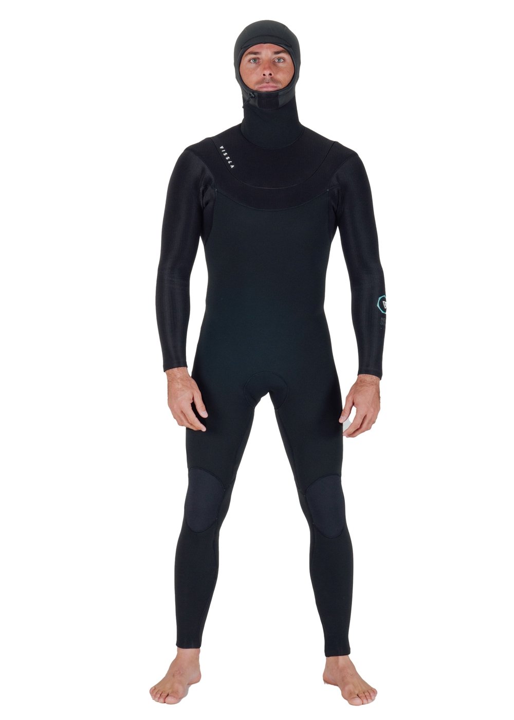 Vissla New Seas 6-5 Hooded U-Zip Wetsuit in Black, view 2