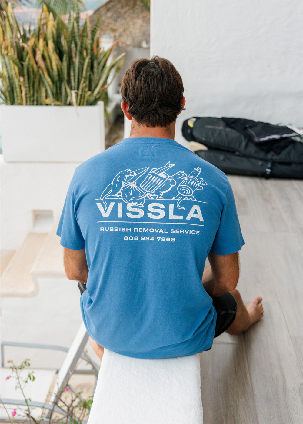 Vissla Rubbish Removal Tee in Blue, view 2