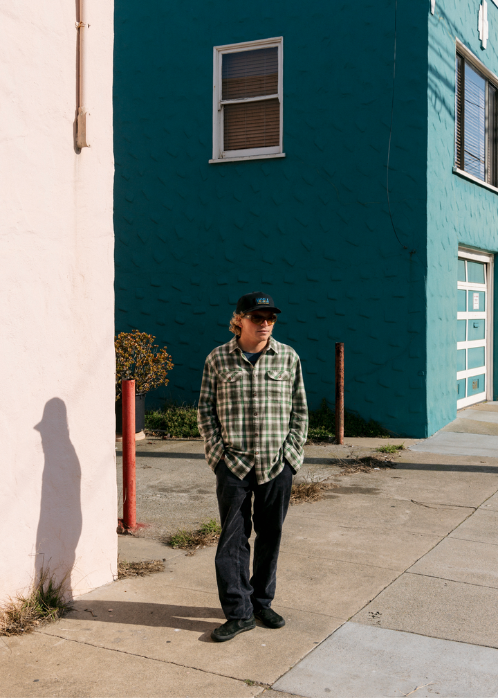 Vissla Central Coast Eco Ls Flannel in Vintage Green, view 2