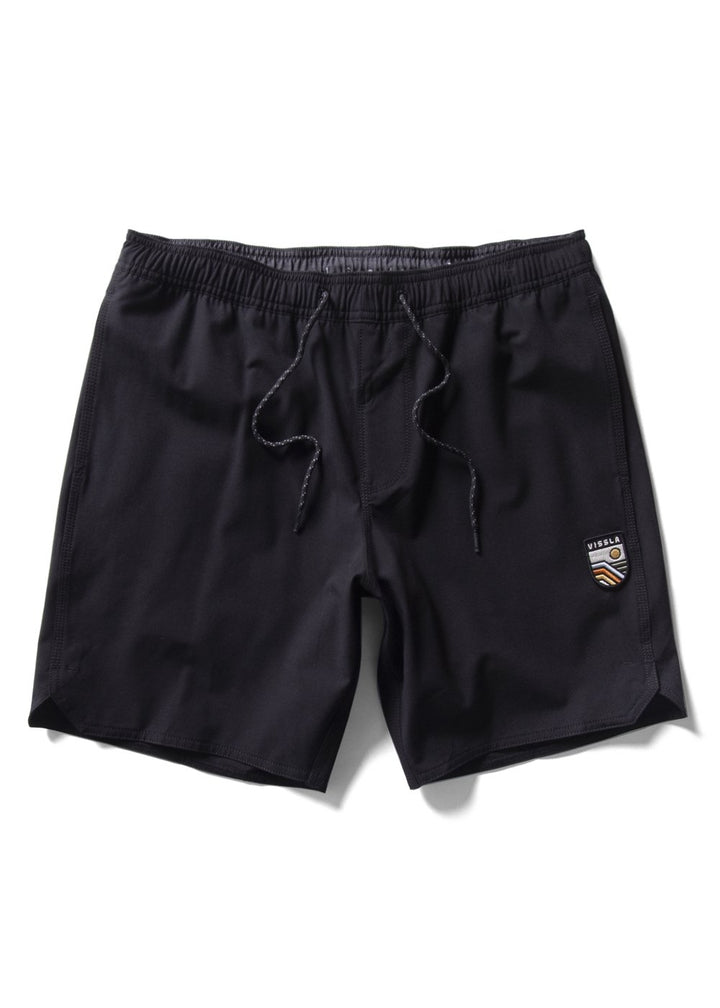 Vissla Solid Sets 16" Boys Ecolastic Boardshort in Black