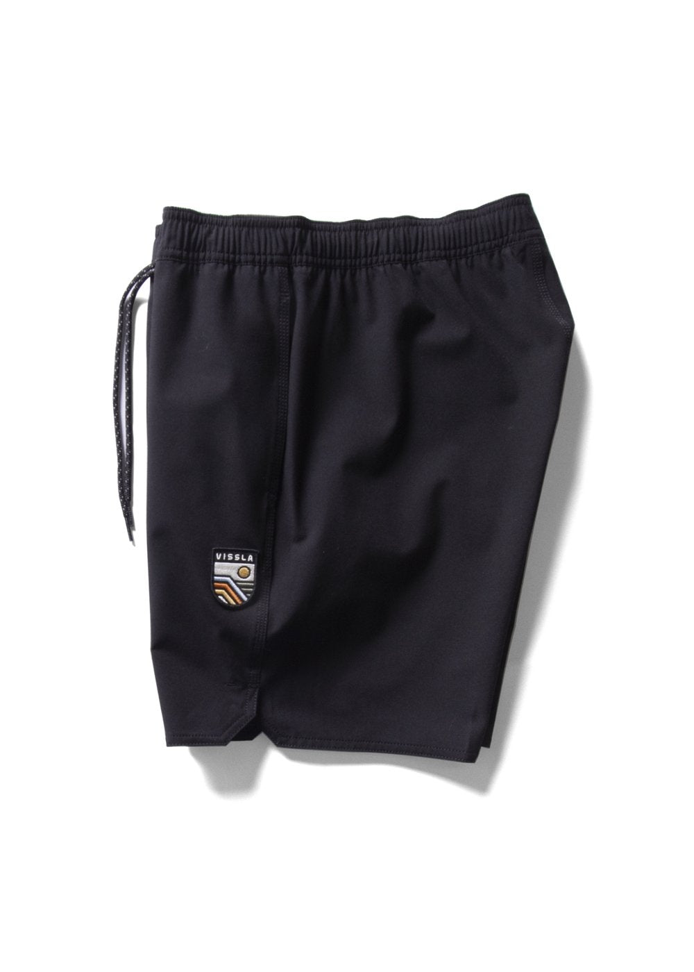 Vissla Solid Sets 16" Boys Ecolastic Boardshort in Black, view 3