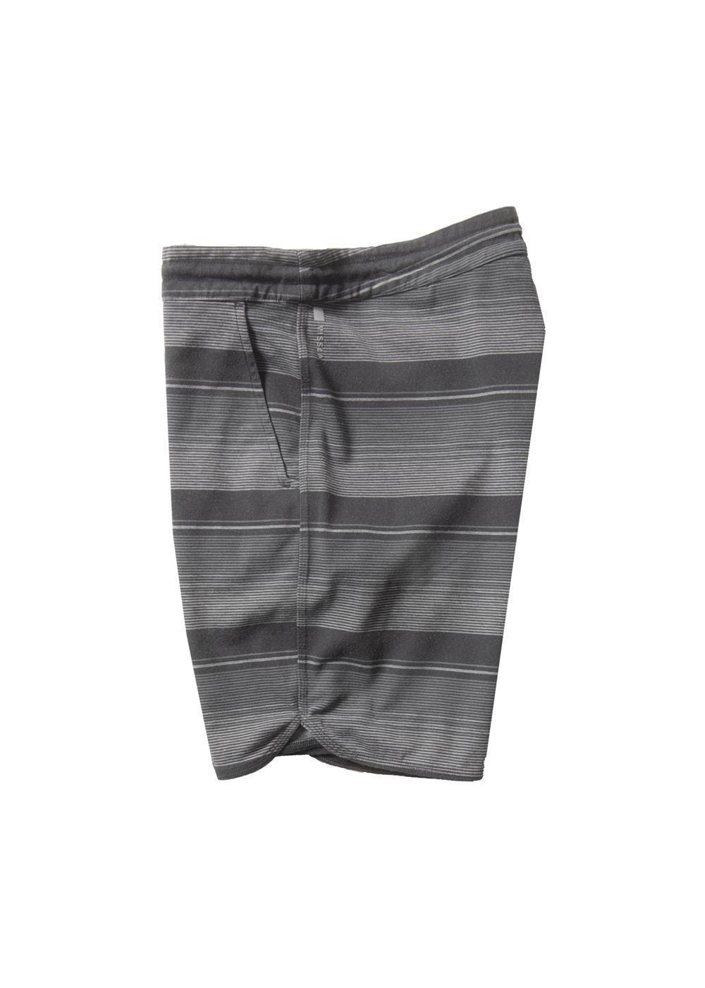 Vissla Charcoal Locker Eco 17" Boys Sofa Surfer. Multi Color Stripes. Side View.
