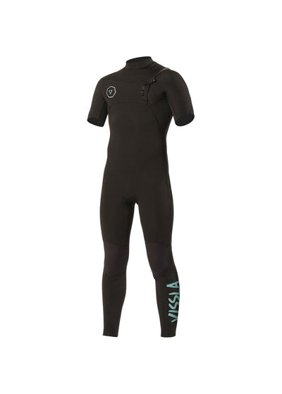 Vissla Black 7 Seas Boys 2-2 Ss Full Wetsuit. Front View.