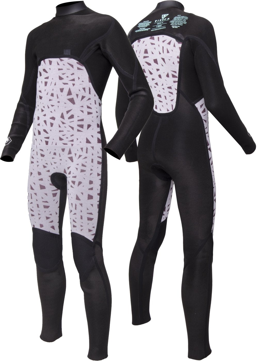 7 Seas Boys 4-3 Bolt Full Chest Zip Wetsuit, GRY