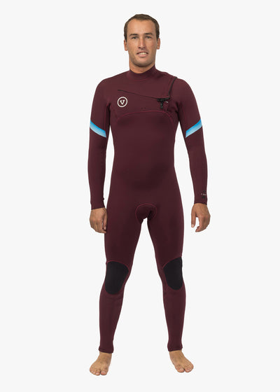 4-3 Full Chest Zip wine and blue Wetsuit